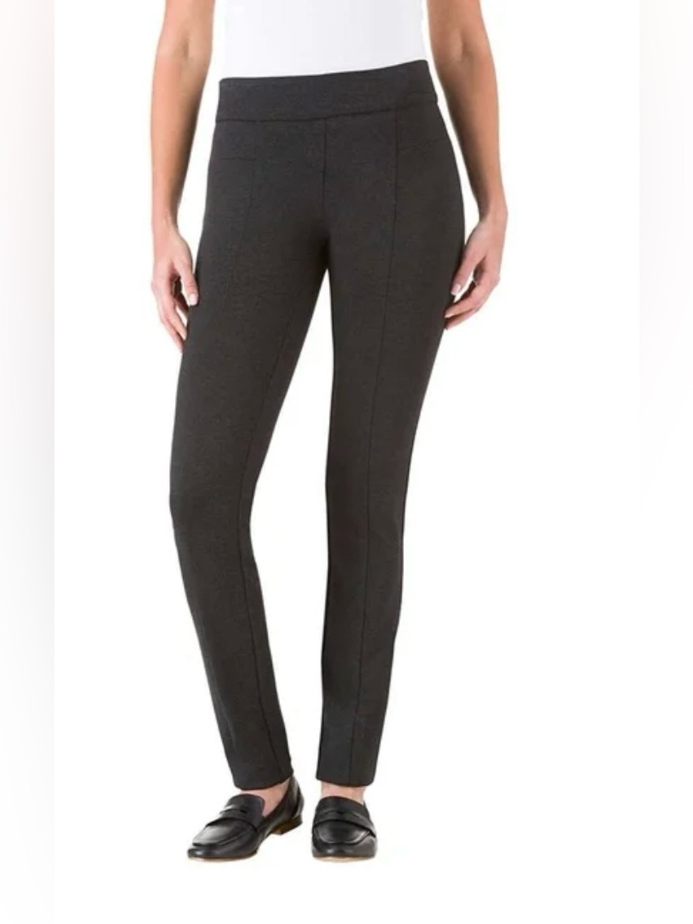 Hilary Radley Narrow Leg Stretch Slim Ponte Pants- Heather Charcoal - Picture 1 of 12